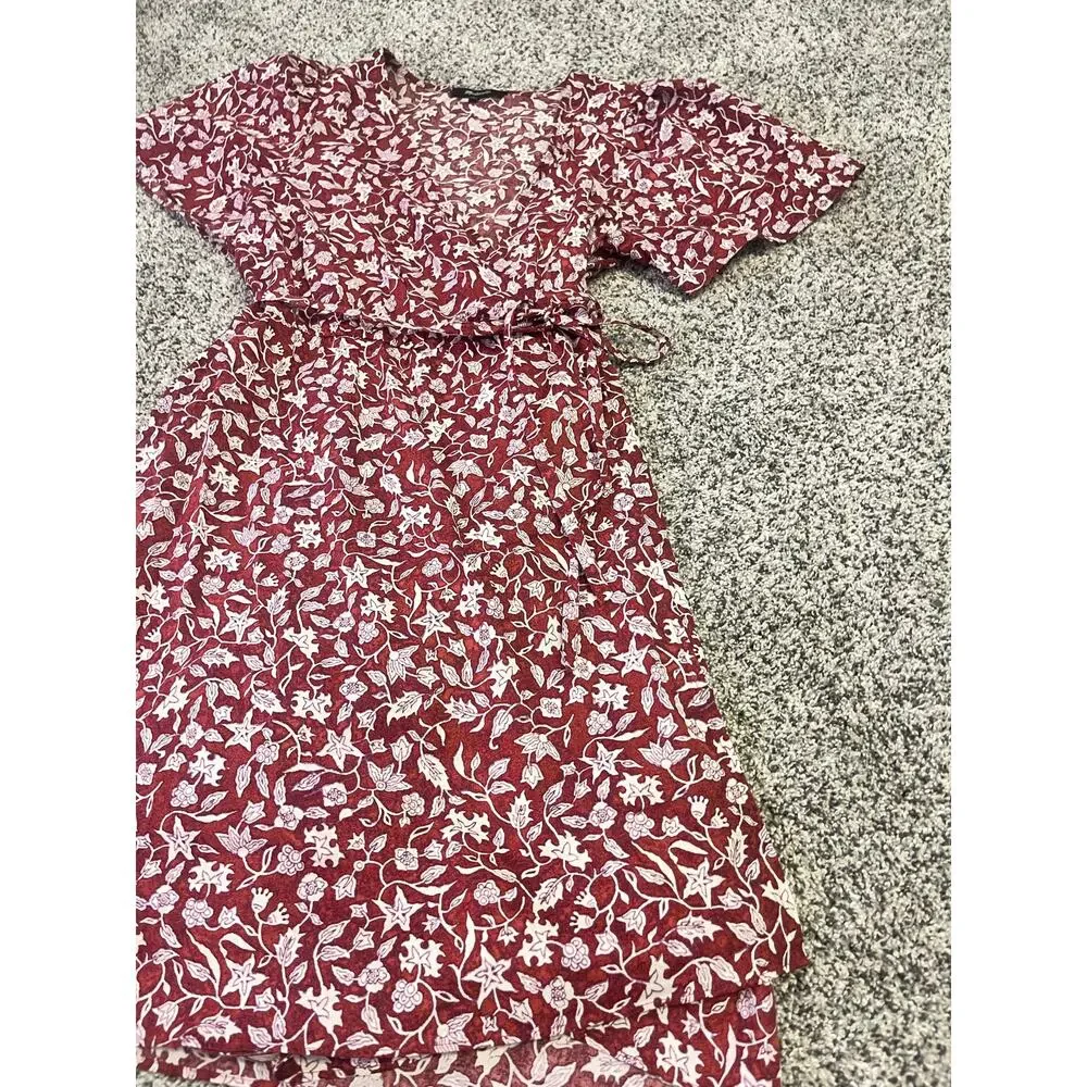 Madewell Red Floral Mini Dress 100% Cotton - Picture 3 of 15